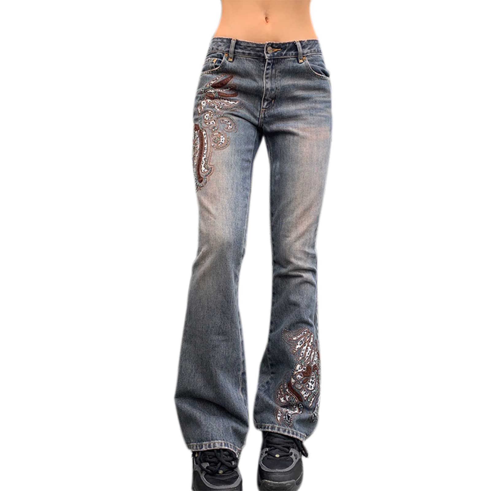 ICNGLKSND Women's High Waisted Baggy Jeans - Straight Wide Leg Denim Pants with Big Pockets | Y2K Streetwear Fashion for Casual Outfits & Retro Looks