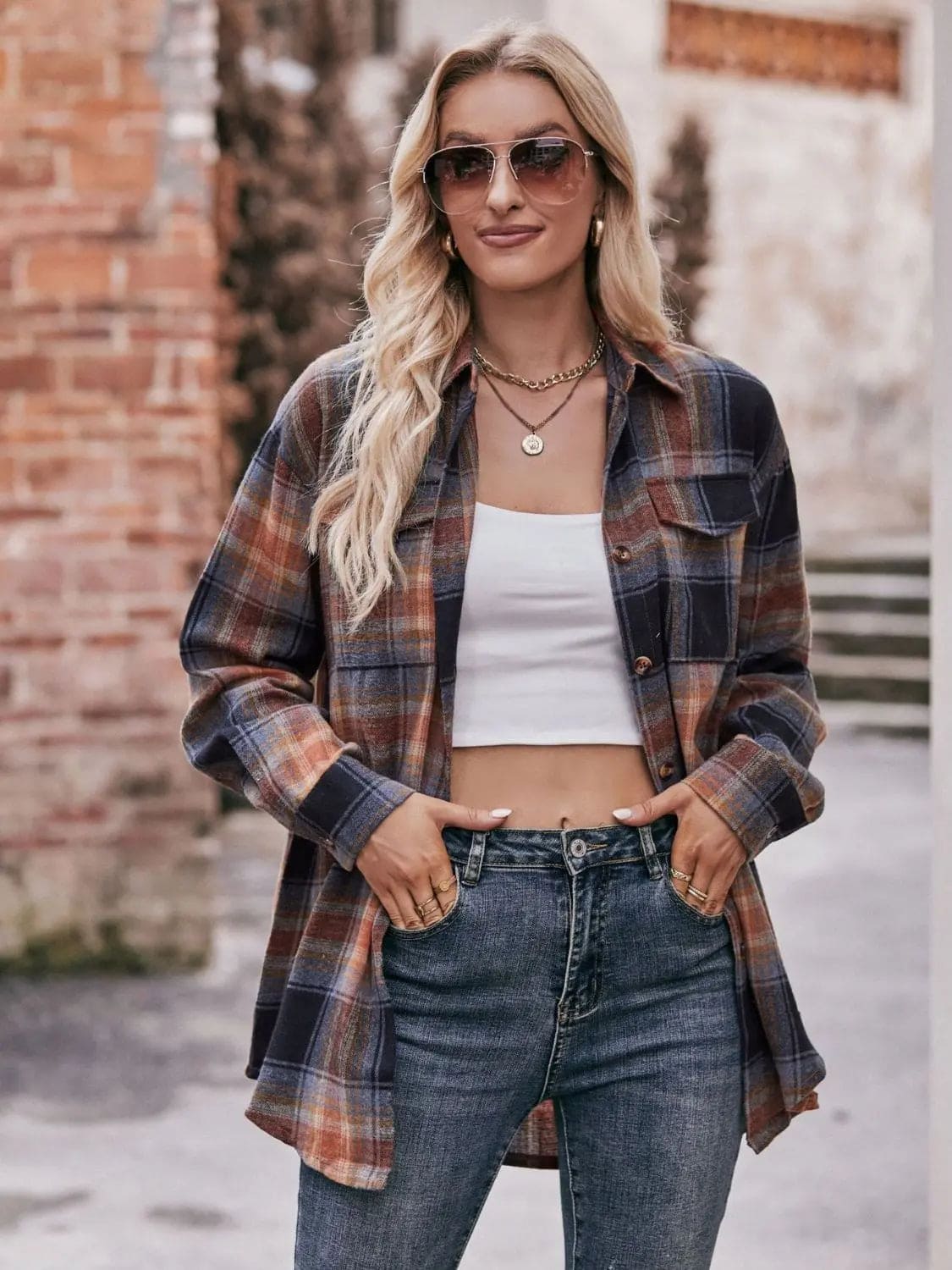 Stylish Plaid Dropped Shoulder Longline Shirt for Men & Women | Casual Oversized Flannel Shirt | Perfect for Fall Layering, Streetwear Outfits and Cozy Loungewear
