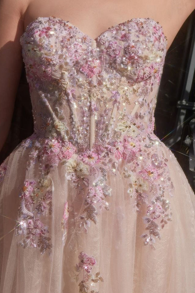 Andrea & Leo A1468 Summer Garden Applique A-Line Gown - Elegant Floral Dress for Weddings, Parties & Special Occasions