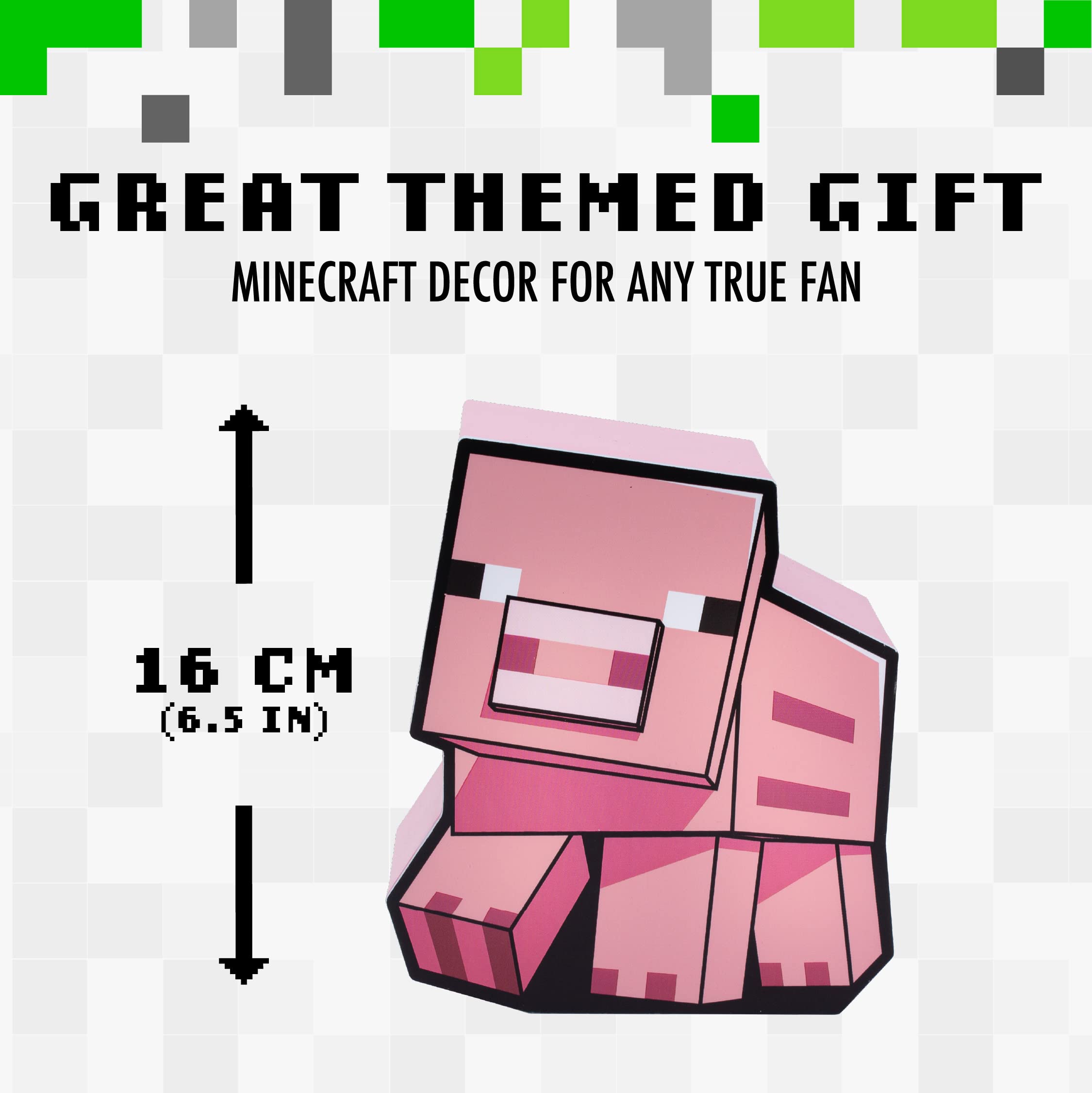 Official Minecraft Pig Night Light - Licensed LED Desk Lamp & Kids Bedroom Decor for Boys & Girls - Perfect for Bedtime, Gaming Rooms & Study Areas