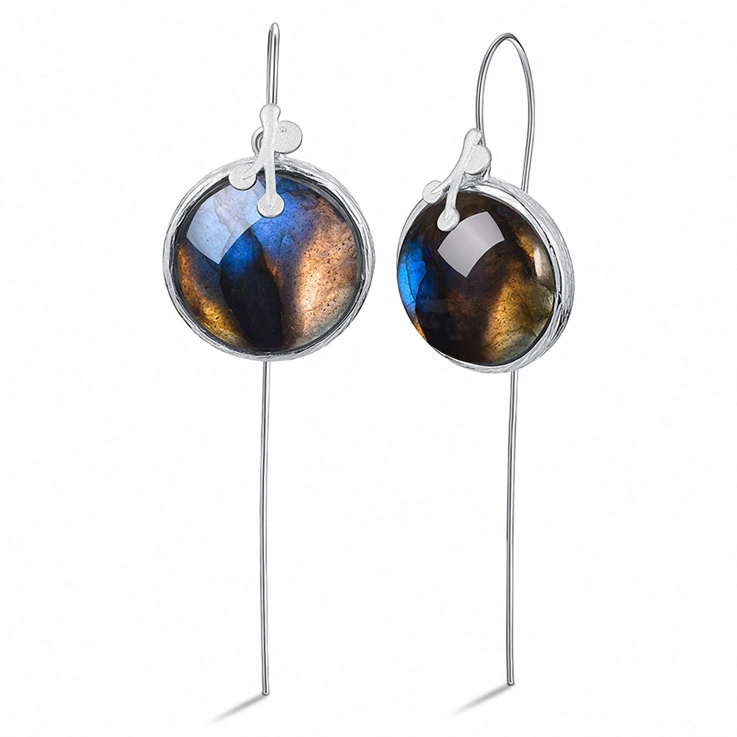 925 Sterling Silver Labradorite Drop Earrings for Women | Handmade Leaf Dangle Earrings with Natural Gemstone | Unique Jewelry Gift for Her | Perfect for Parties, Weddings & Everyday Wear