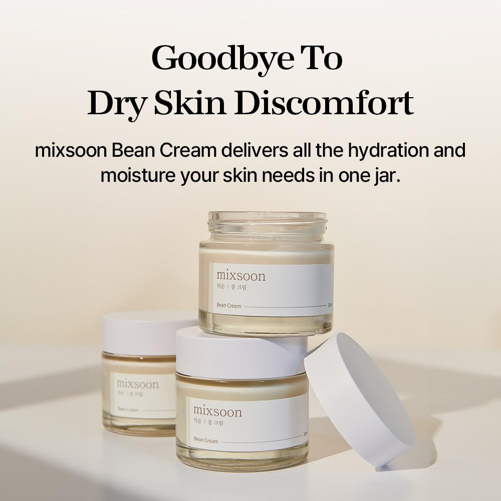 Mixsoon Bean Cream - Intensive Moisture Face Cream for Smooth, Hydrated Skin | Pore Minimizer & Sebum Control | Korean Glass Skin Skincare | Non-Greasy Formula (1.69 fl.oz/50ml) | Perfect for Daily Hydration & Nighttime Repair Routine