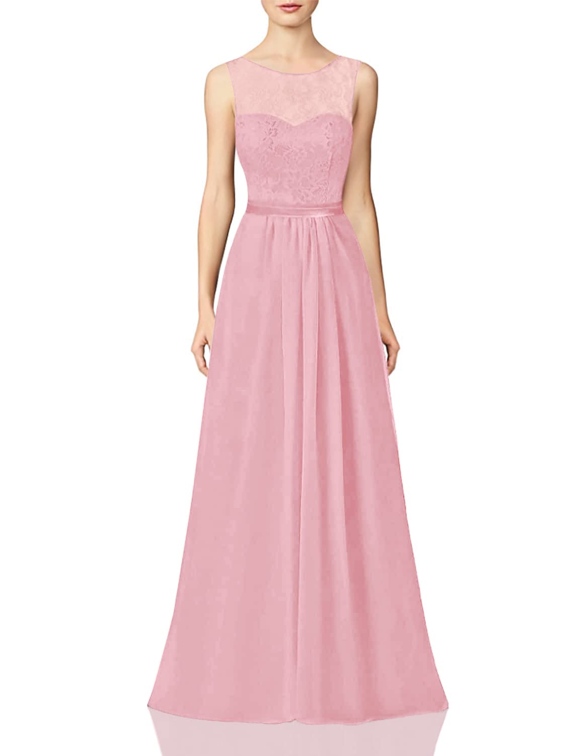 Elegant Long Lace Bridesmaid Dresses - A-Line Chiffon Formal Evening Gowns for Prom & Wedding - Perfect for Bridal Parties, Galas, and Special Occasions