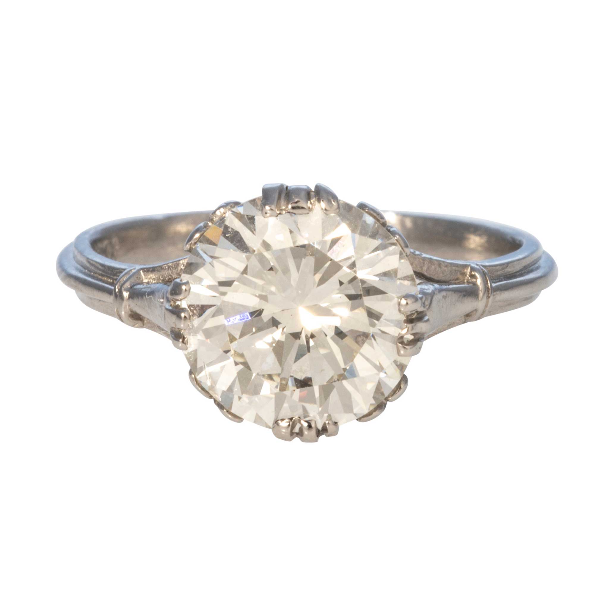 3ct K SI1 Round Brilliant Diamond Platinum Engagement Ring for Women - Vintage Inspired Estate Jewelry - Perfect for Proposals, Anniversaries & Special Occasions