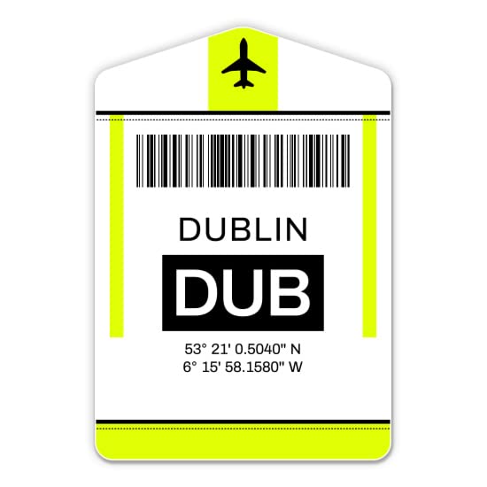 Squiddy Dublin Airport Code DUB Vinyl Luggage Tag Sticker - 5 Inch Decal for Suitcases, Cars, Laptops & Notebooks | Travel Accessories & Personalization