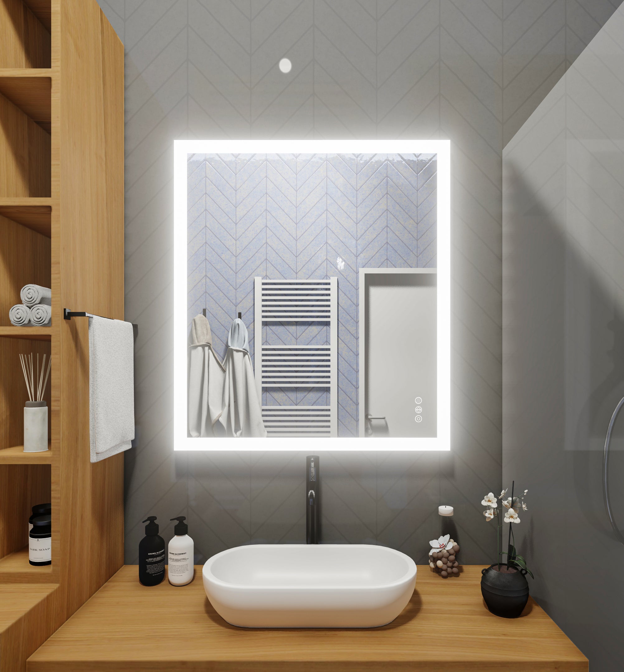 28x36 Inch LED Vanity Mirror with Side Lighting - Dimmable Bathroom Makeup Mirror for Home & Salon Use