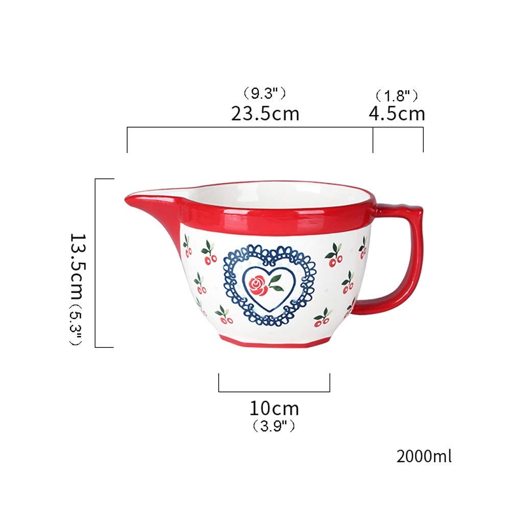 Hand-Painted Ceramic Mixing Bowl Set - 2.1 Qt Large Capacity Batter Bowl, High-Temperature Resistant Appetizer & Dinner Plates for Kitchen Decor & Baking | Perfect for Cookie Dough, Cake Mixing & Food Prep
