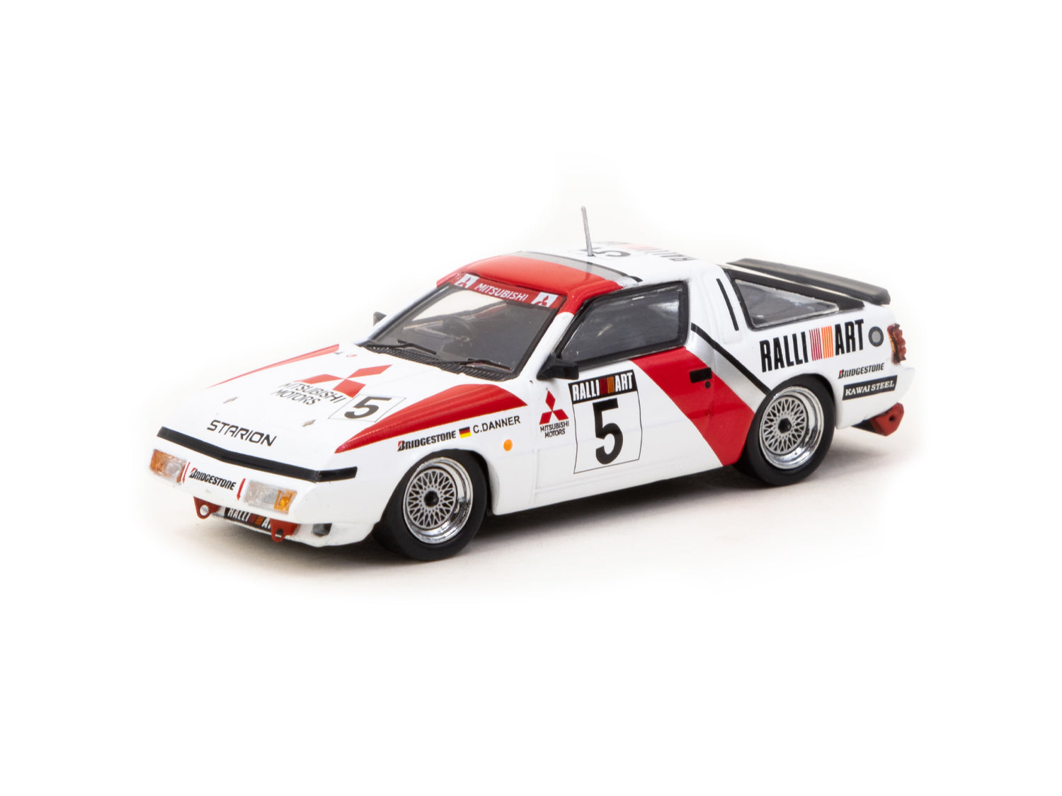 Tarmac Works 1/64 Scale Mitsubishi Starion Macau Guia Race 1988 #5 Diecast Model Car - Collectible Hobby64 for Display & Racing Enthusiasts