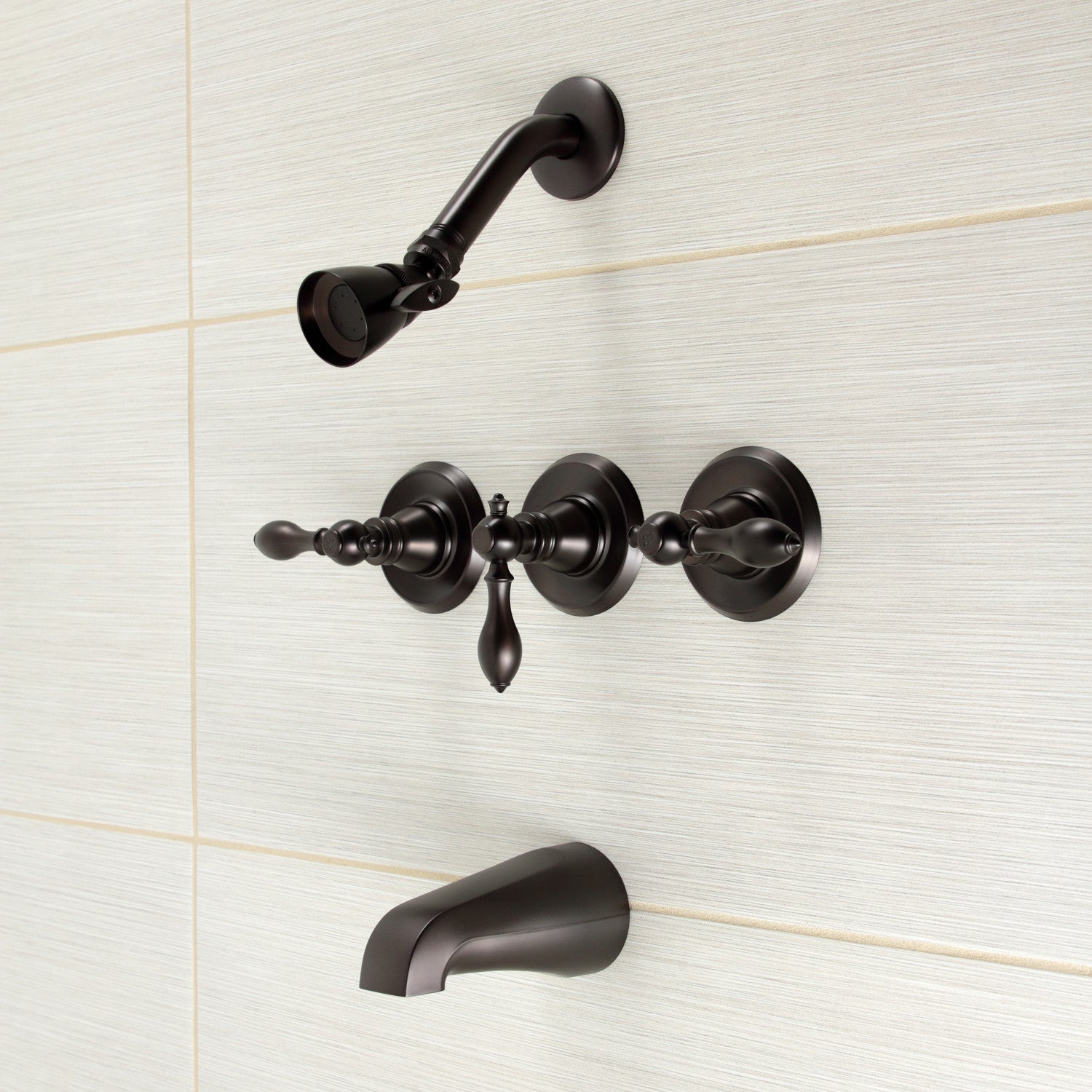 American Classic KB235ACL Triple Handle Tub and Shower Faucet in Oil Rubbed Bronze - Perfect for Bathroom Renovation and Luxury Spa Experience