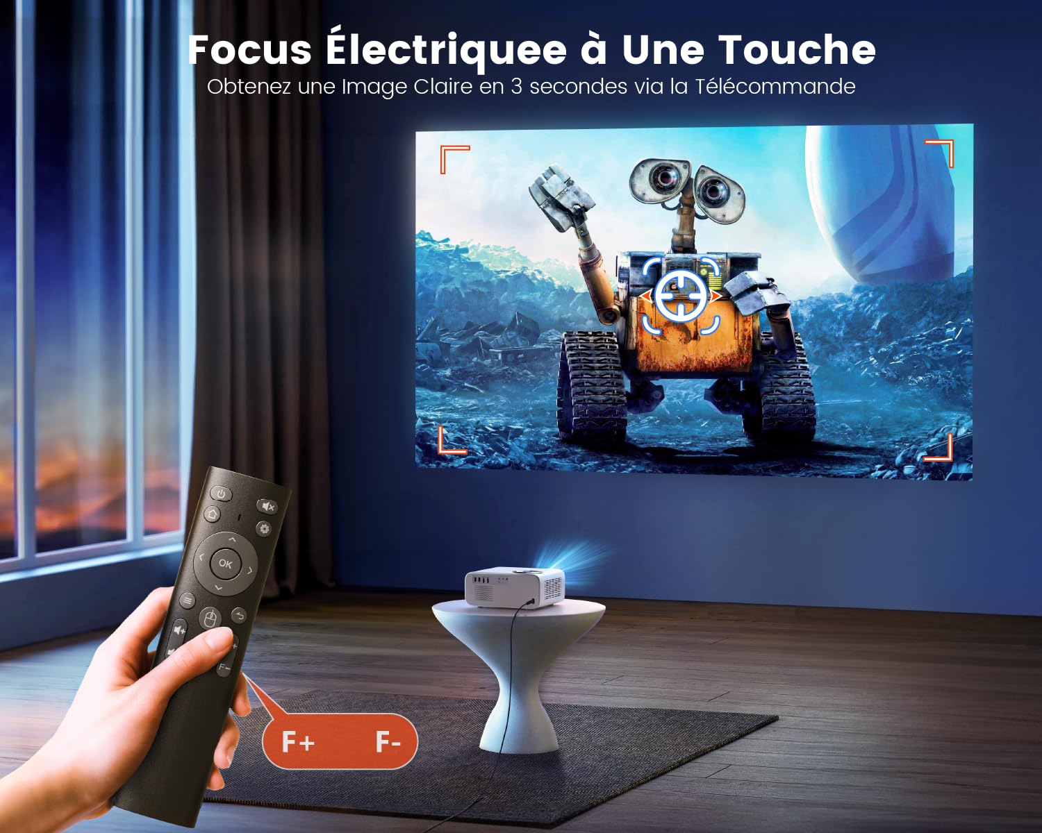 4K Video Projector 26000 Lumens with Auto Keystone - WiFi6 Bluetooth Full HD 1080P Portable Home Theater Projector for Netflix/Android TV | 300