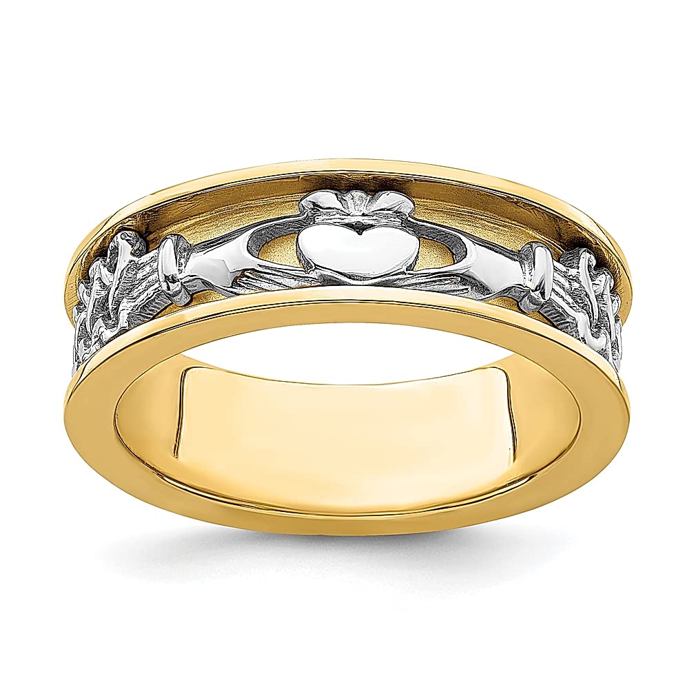 14K Two-Tone Gold Claddagh Ring for Men - Celtic Wedding Band & Irish Heritage Jewelry - Perfect Gift for Dad, Boyfriend, Husband - Ideal for Anniversaries, Engagements & St. Patrick's Day