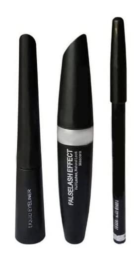Professional 4-in-1 Liquid Matte Lipstick Set - Red Edition with 3-in-1 Black Eyeliner, Mascara & Eyebrow Pencil | Long Lasting Waterproof Makeup Kit for Parties, Weddings & Daily Wear