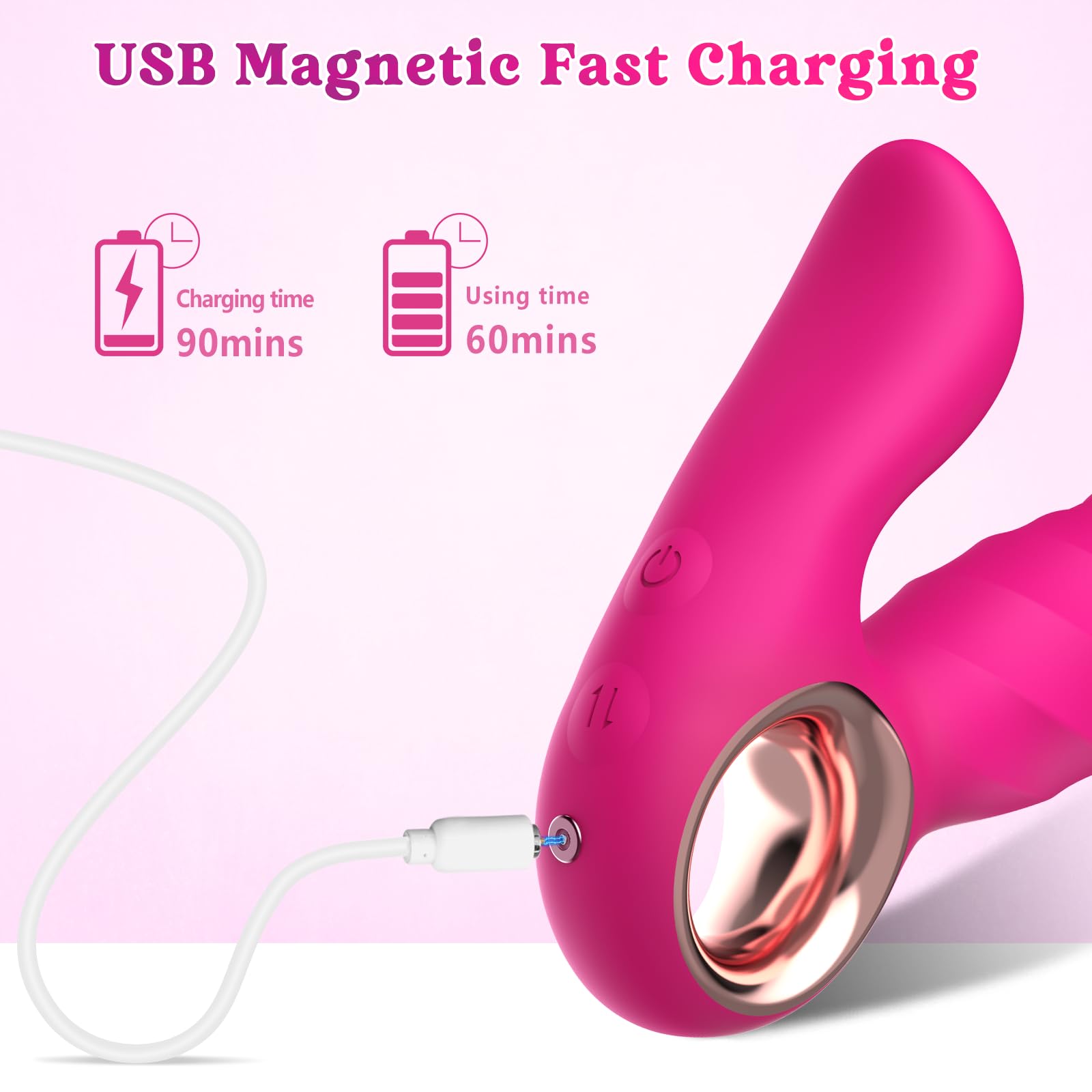 Premium Rabbit Vibrator for Women - 10 Speed Vibrations & 5 Thrusting Modes, G-Spot & Clitoral Stimulation Sex Toy, Realistic Couples Adult Toy (Pink) - Perfect for Solo Play & Romantic Nights