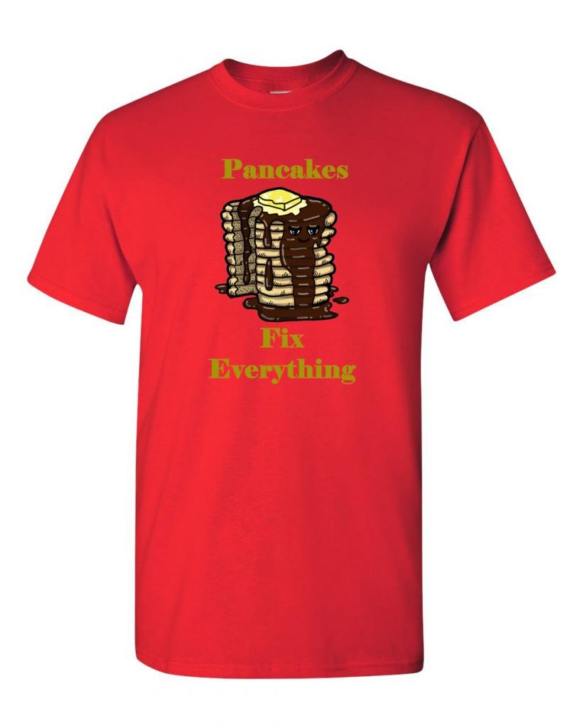 Pancakes Fix Everything Funny Adult T-Shirt - Comfortable Cotton Tee for Casual Wear, Gifts & Relaxing at Home