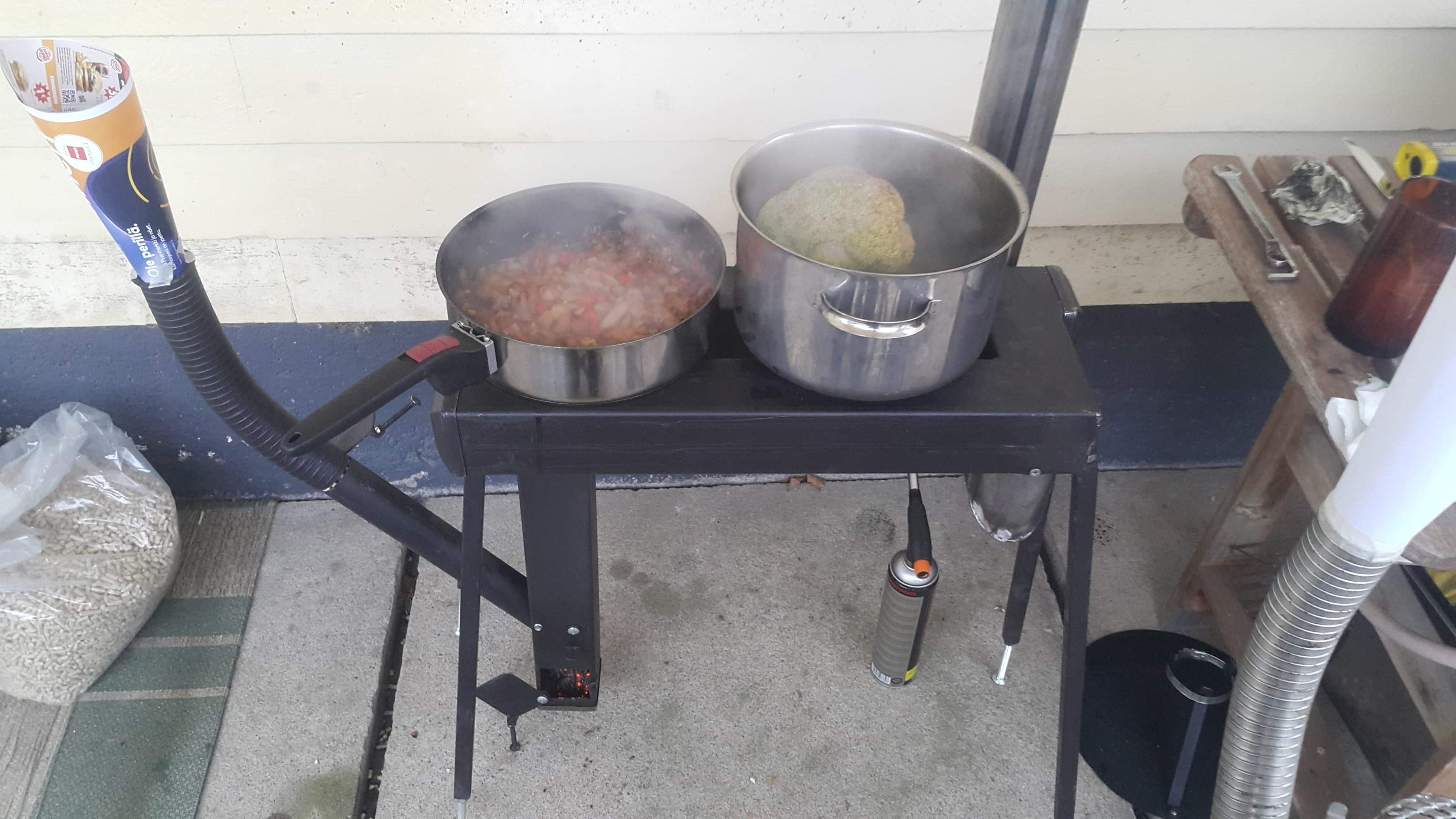 Portable Wood Pellet Stove for Camping - CHP CS Outdoor Cooktop with Heat Exchanger & Hopper - Perfect for Tent Heating, Cooking & Survival Gear
