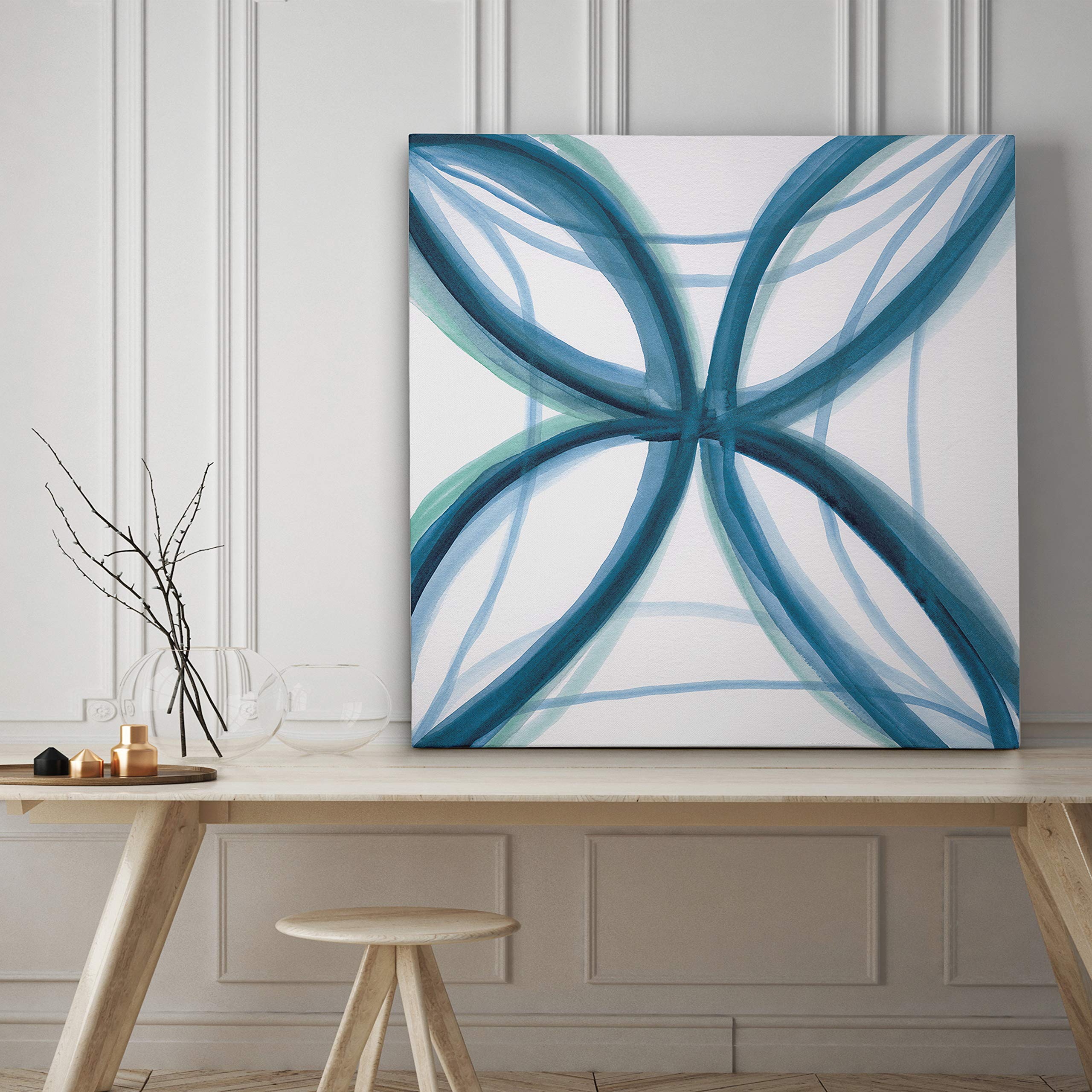Bold Blue Abstract Gallery Wrapped Canvas Wall Art - Modern Home Decor for Living Room, Bedroom, Office - 16x16 Inches - Perfect for Contemporary Spaces & Gift Giving
