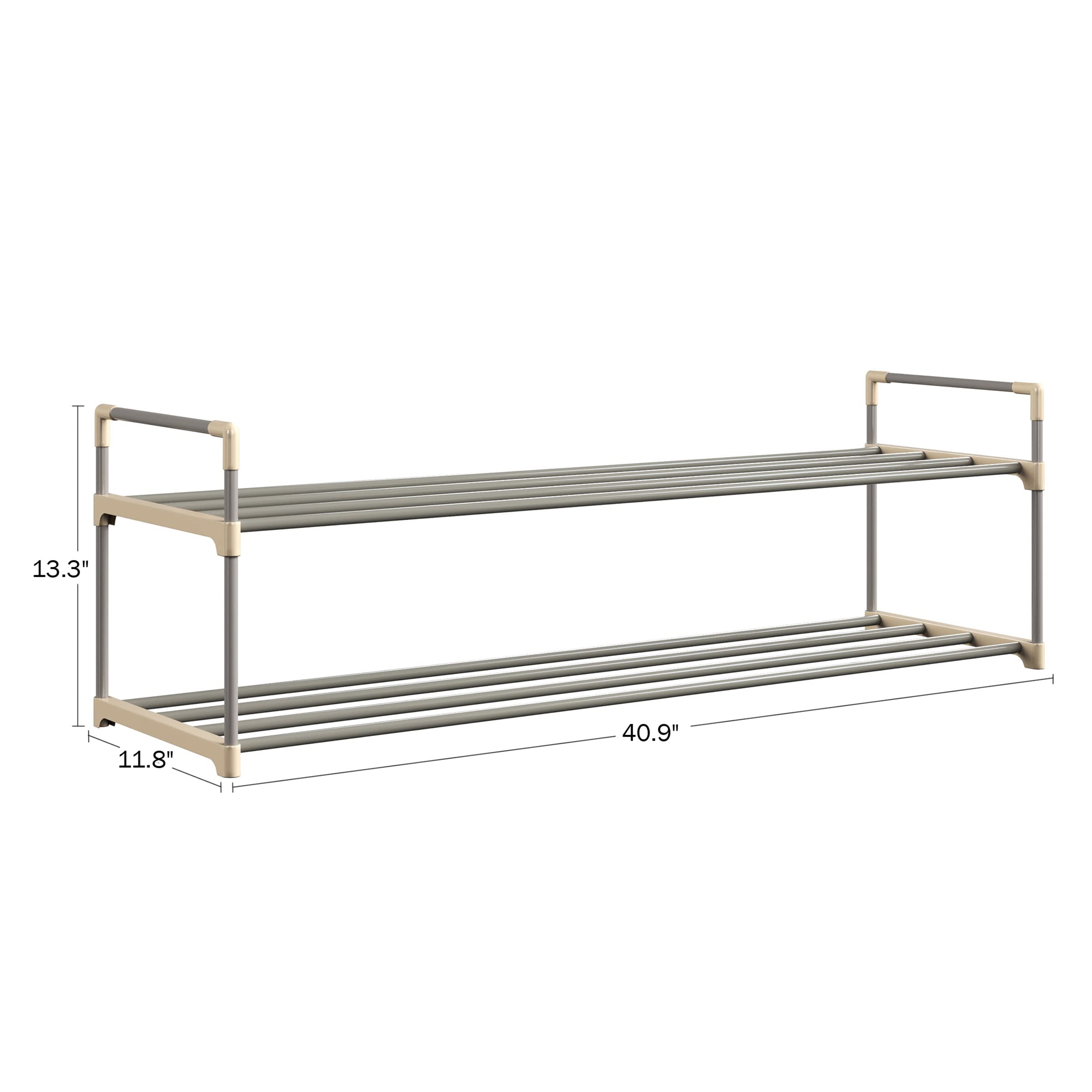 2-Tier Shoe Organizer Rack - Holds 10 Pairs of Shoes, Sneakers, Heels & Boots - Space Saving Storage for Closet, Bathroom, Entryway - by Home-Complete (Gray) - Perfect for Small Spaces & Apartment Living
