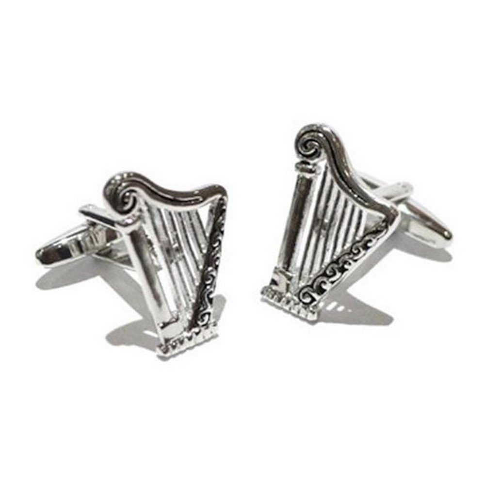 Harmony Harp Cufflinks - Musical Instrument String Design Silver Tone Cuff Links for Men - Perfect Gift for Musicians, Music Lovers & Professionals - Includes Gift Box & Cleaning Cloth - Ideal for Weddings, Concerts & Formal Events