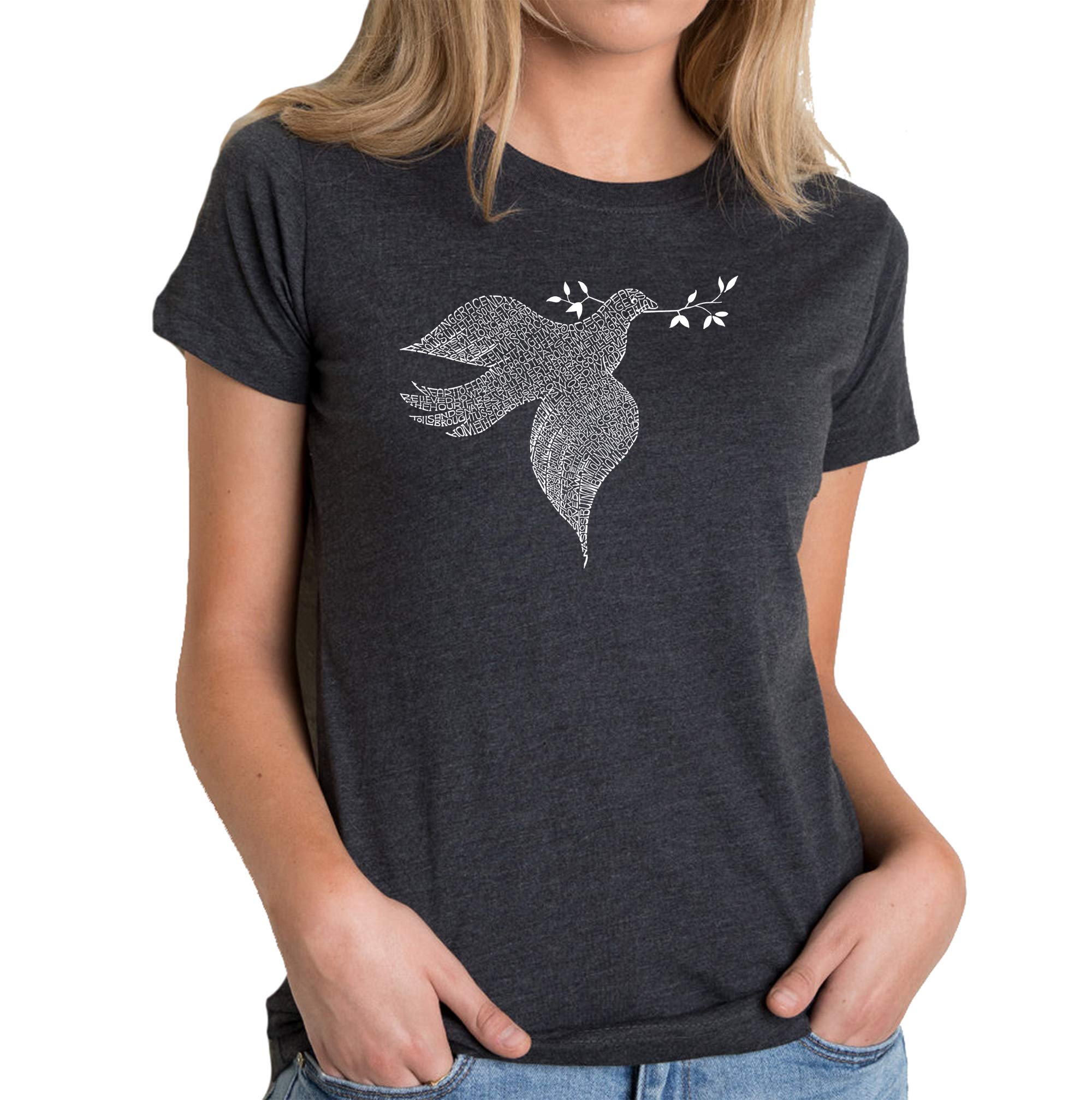 LA POP ART Women's Premium Blend Word Art Graphic T-Shirt - Dove White Casual Tee for Everyday Wear, Street Style & Gift Giving