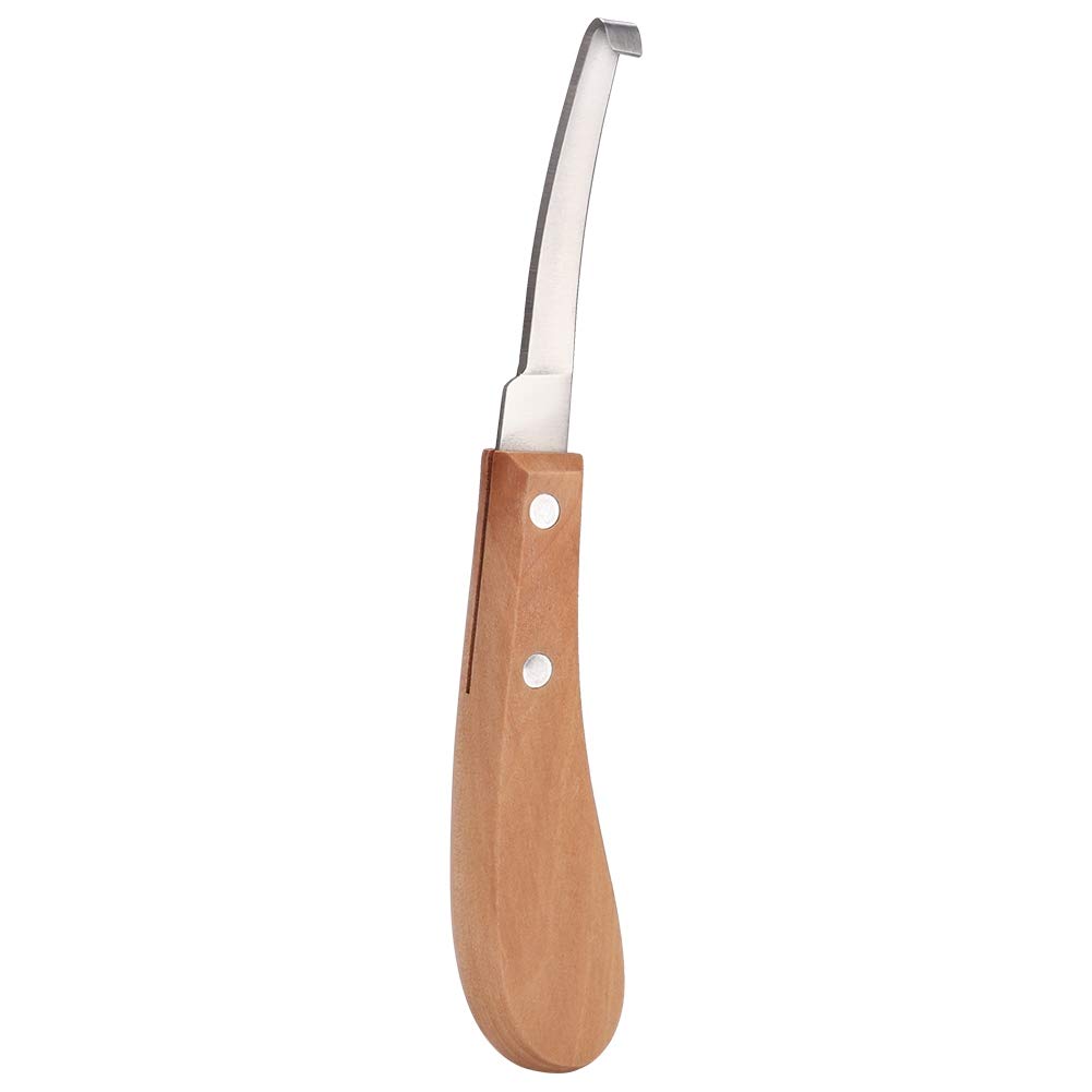 Premium Right-Handed Hoof Knife with Ergonomic Wooden Handle - Ultra Sharp Carbon Steel Farrier Tool for Trimming Horses, Donkeys & Cows - Perfect for Professional Grooming, Stable Maintenance & Livestock Care