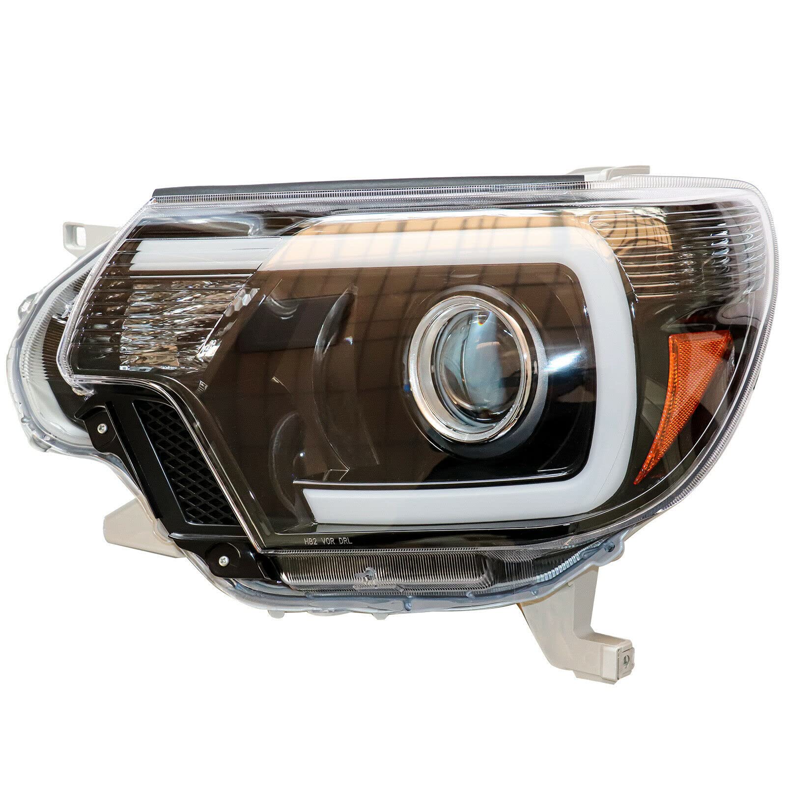 DNYSYSJ LED Headlight Assembly Compatible with Toyota Tacoma 2012-2015 - Black Housing, Clear Lens, DRL Bar (Left & Right) - OE Style Projector Headlights for Improved Night Visibility & Style Upgrade