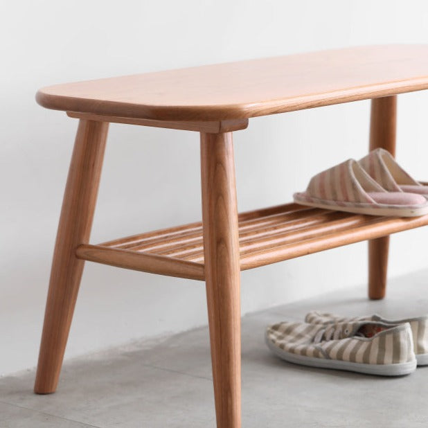 Solid Oak Wood Shoe Bench - Sturdy Entryway Storage with Seat | Perfect for Hallway, Mudroom & Bedroom Organization