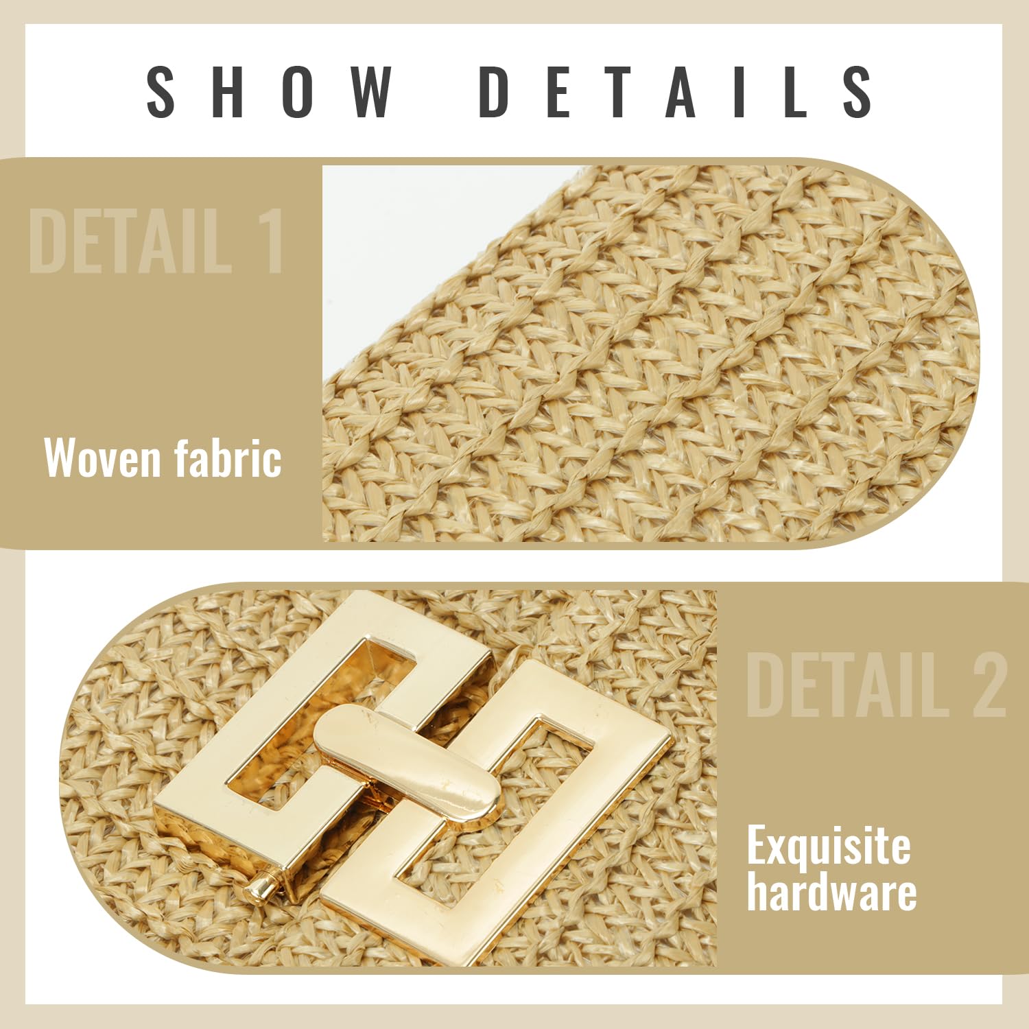 Women's Woven Straw Clutch Purse - Rattan Wicker Beach Bag for Summer, Weddings & Outdoor Events | Elegant Envelope Handbag for Parties, Vacations & Boho Fashion