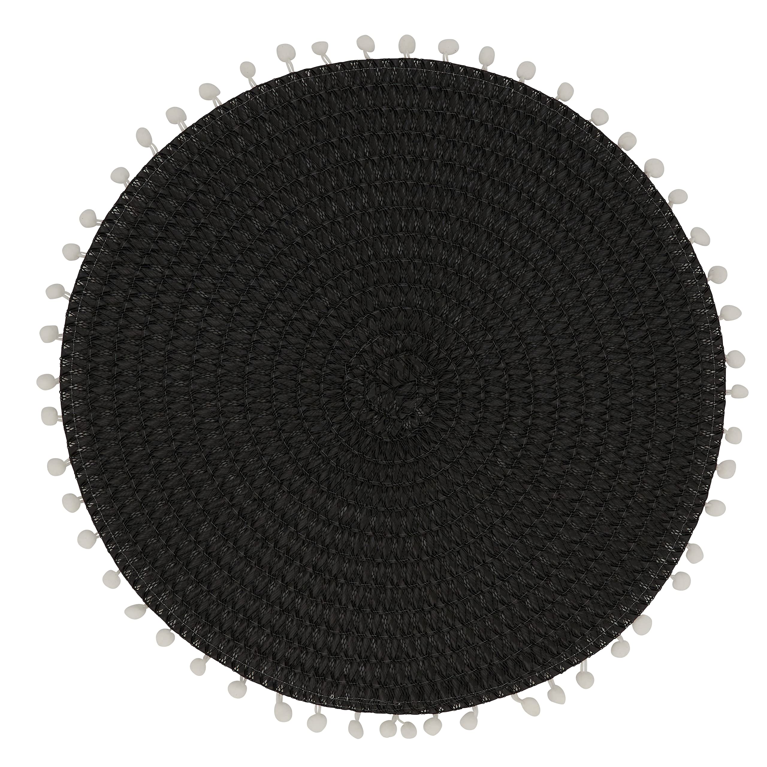 Pom Pom Design Placemats Set of 4 - Colorful Round Table Mats for Dining, Kitchen Decor, Party Table Setting & Home Decoration