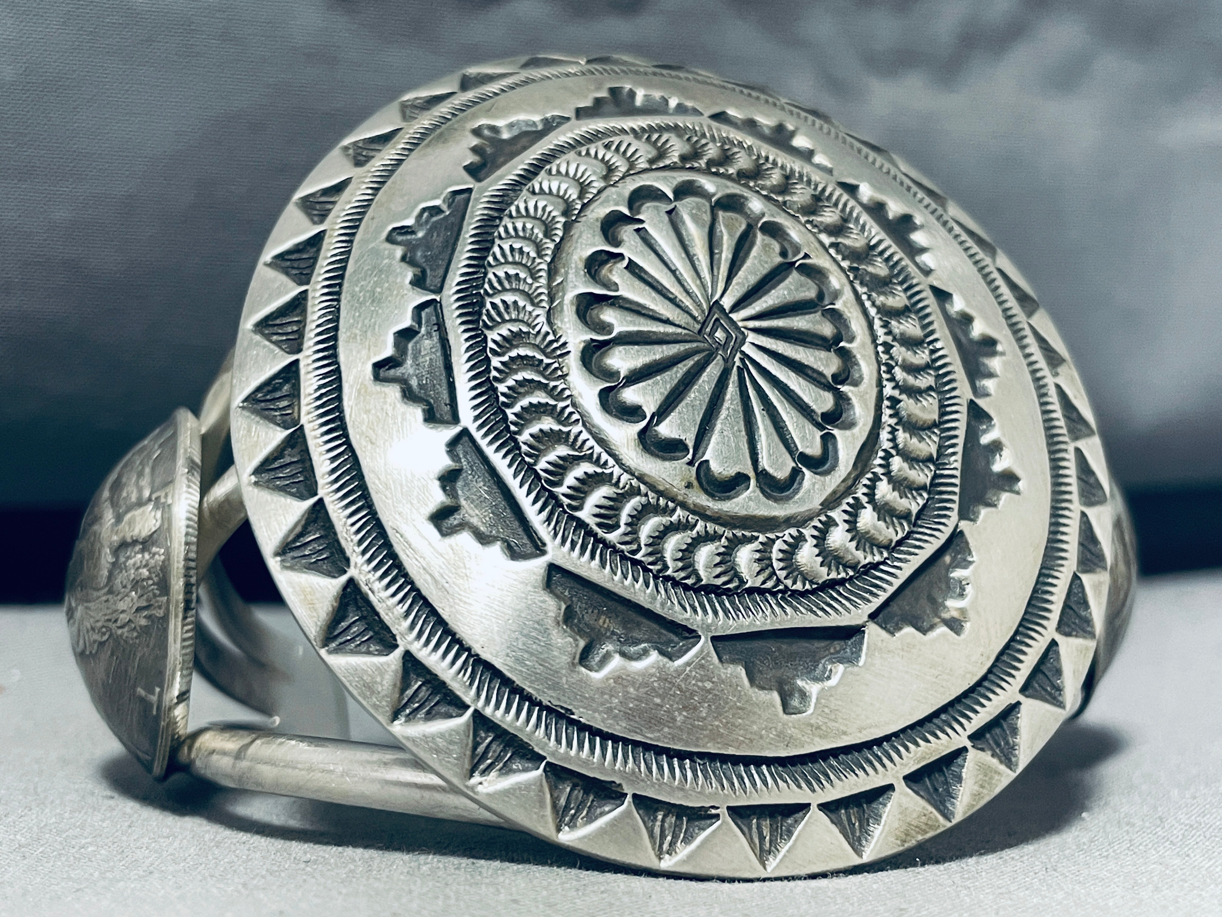 102 Grams Navajo Sterling Silver Concho & Coin Bracelet - Authentic Native American Jewelry for Women, Handmade Southwest Style Bangle for Boho Fashion & Special Occasions