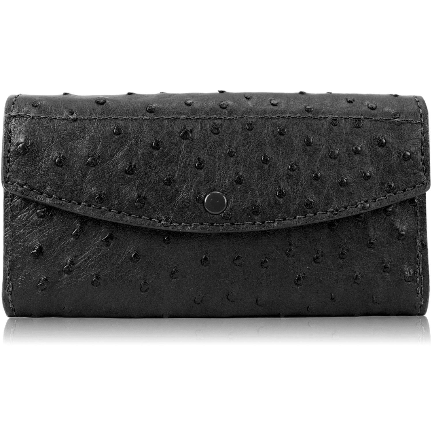 Genuine Ostrich Leather Clutch Wallet - Handmade Luxury Women's Purse for Evening Parties & Special Occasions