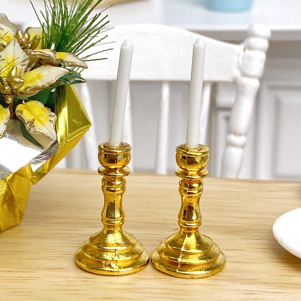 Miniature Brass Candlesticks for Dollhouse Decor - DIY Crafts