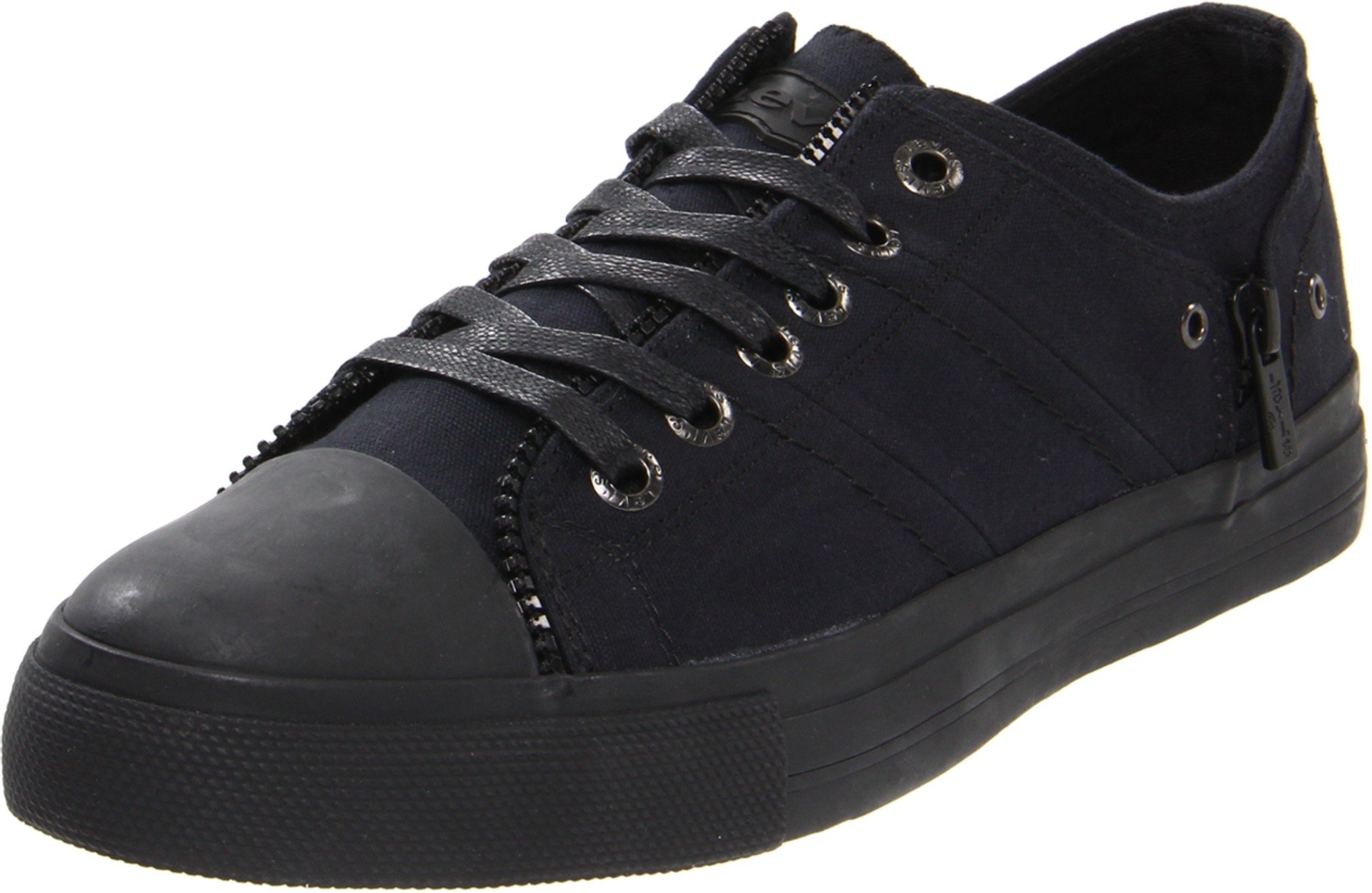 Levi's Men's Zip EX Lo Canvas Sneakers - Black Mono - Size 9.5 M US - Casual Walking Shoes for Men, Streetwear Fashion Sneakers for Everyday Wear