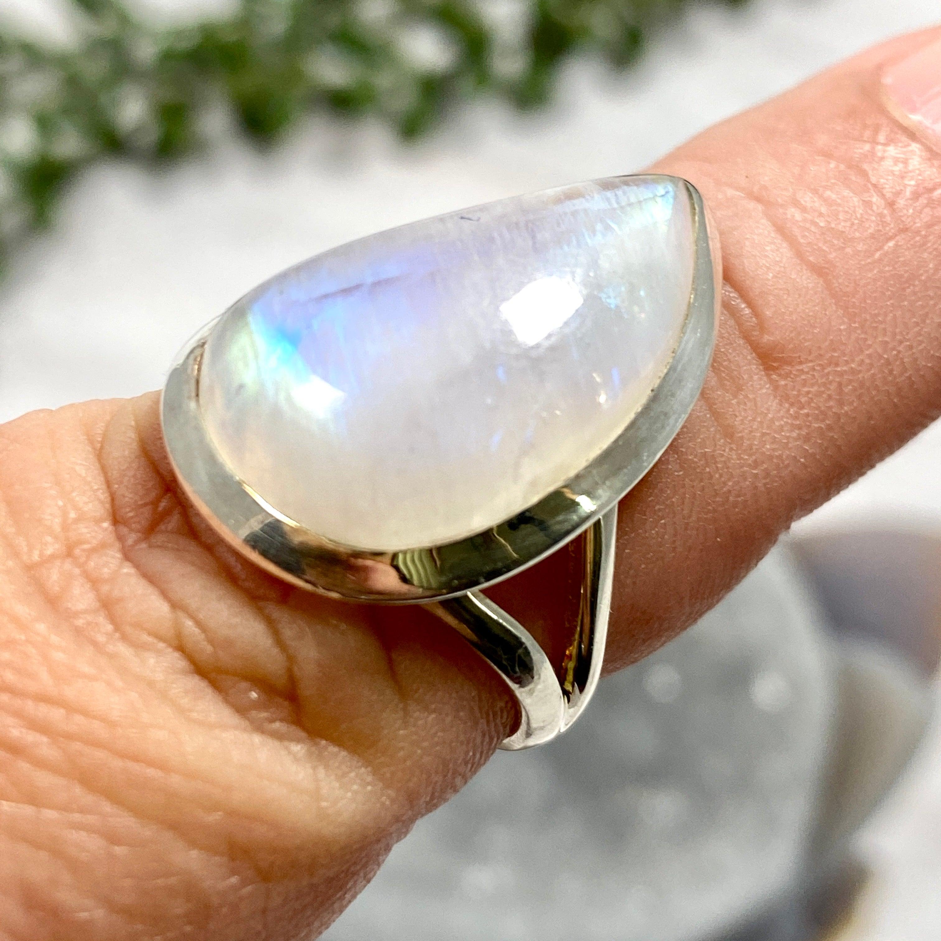 Moonstone Teardrop Ring - Size 7 - KRGJ2201 - Elegant Jewelry for Women, Perfect for Weddings, Parties & Special Occasions