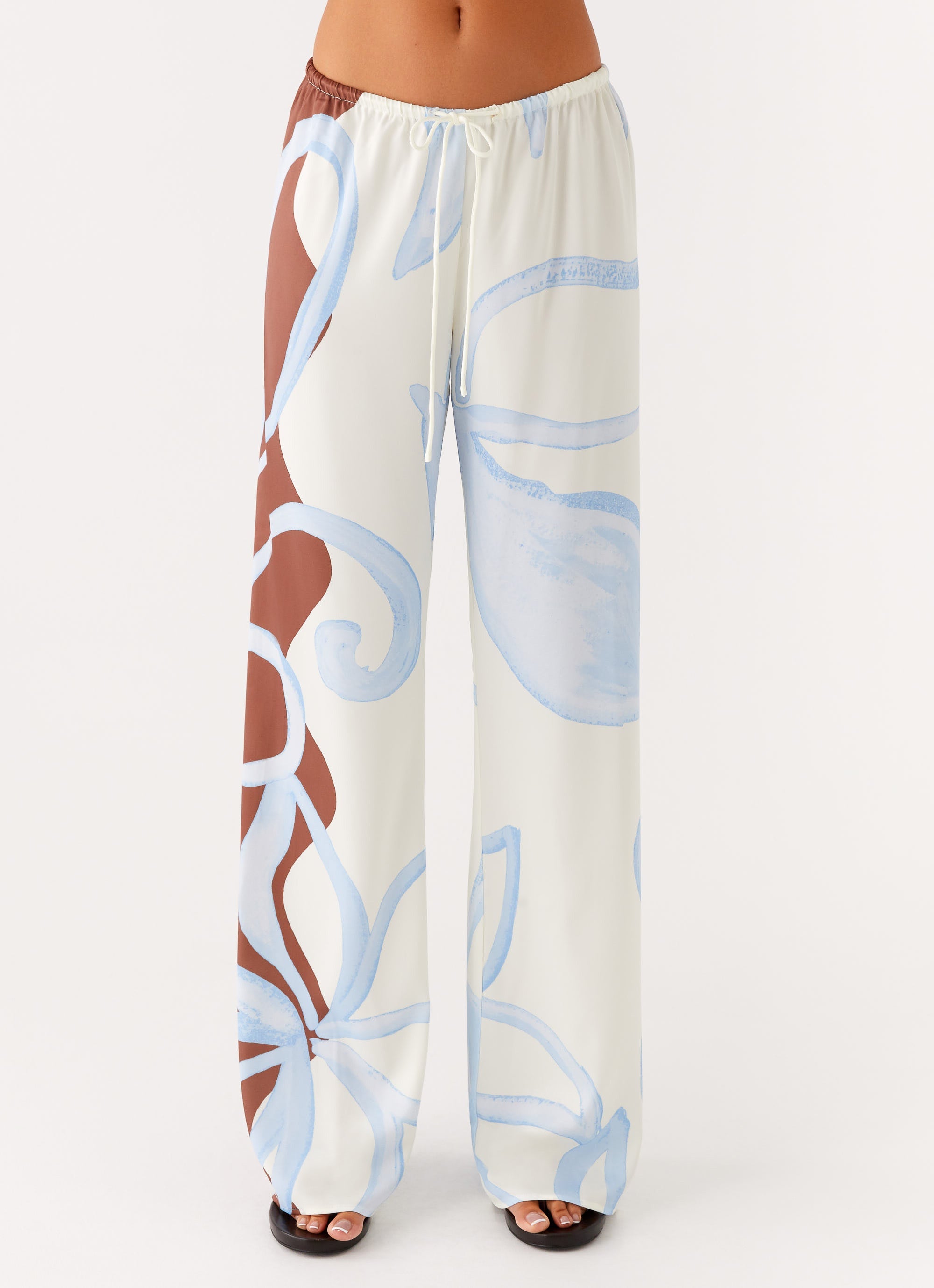Deacon Low Rise Pants for Women - Stylish Bloom Wave Print Floral Pants | Comfortable Stretch Fabric | Perfect for Casual Wear, Summer Outfits & Beach Vacations
