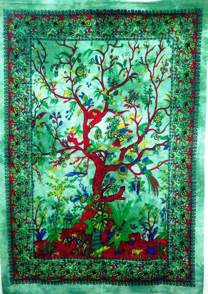 Vibrant Tie Dye Indian Tapestry - Tree of Life Wall Hanging for Boho Decor | Hippie Bedroom Poster & Bohemian Dorm Wall Art | Perfect for Yoga Studios, Meditation Rooms & Festival Decorations