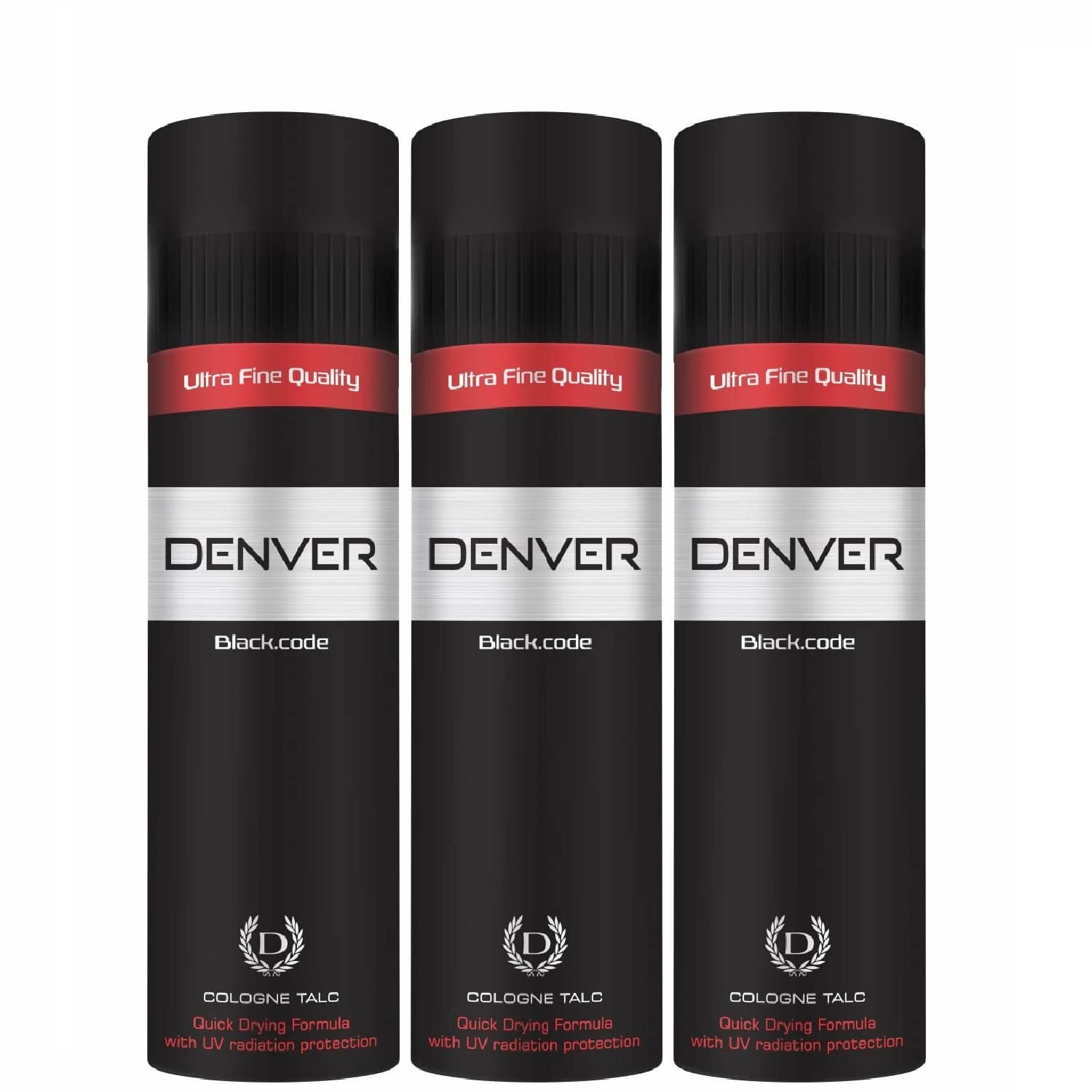 DENVER Black Code Premium Body Talc - 100Gm (Pack of 3) | Scented Talcum Powder for Men & Women | Fresh Fragrance, Smooth Skin | Ideal for Gym, Travel & Daily Use