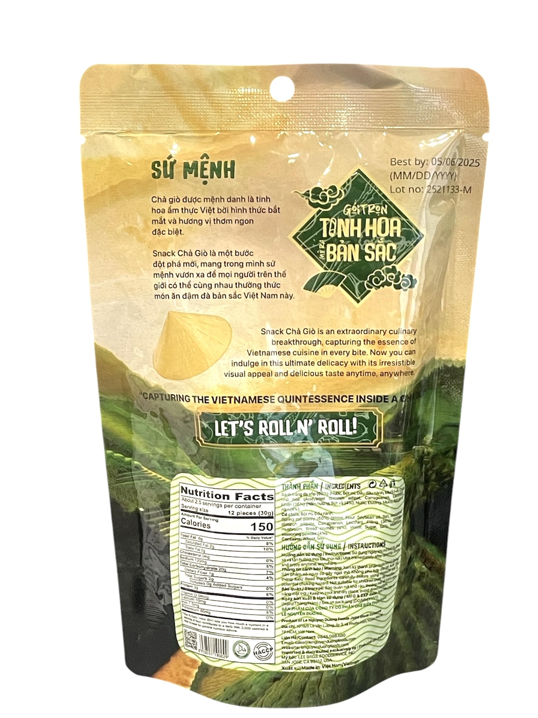 Vegetable Spring Rolls Snack - Ready to Eat Cha Gio Thuan Chay An Lien - 2.6 Oz per Bag (2 Bags) - Vegan Vietnamese Appetizer for Parties, Quick Meals & Asian Cuisine