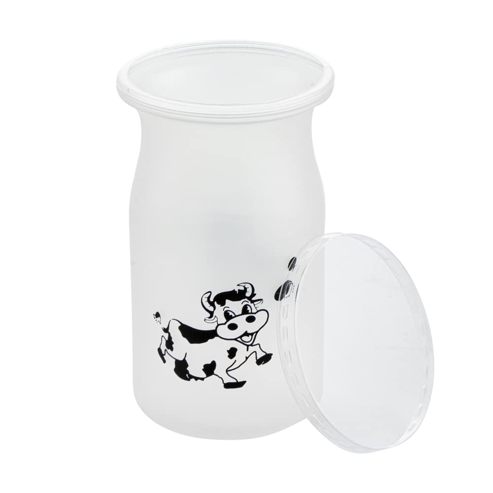 Restaurantware 5oz Disposable Yogurt Jars with Cow Print Lids - 100 Clear Plastic Pudding Containers for Snacks, Spices & Desserts | Perfect for Meal Prep, Party Favors & Takeout