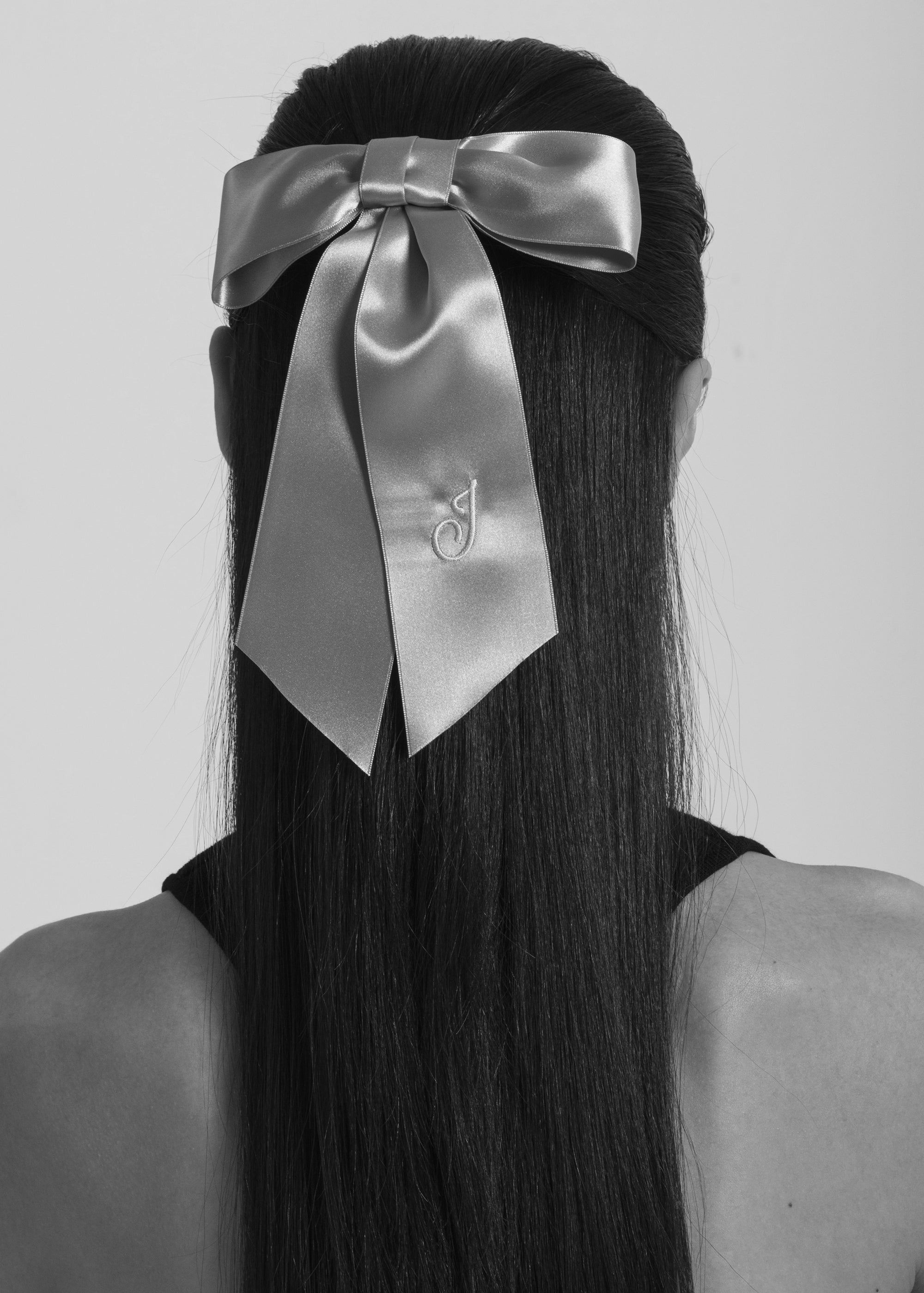 Initial April Satin Bow Barrette Hair Clip - Elegant Peony Design for Women & Girls | Perfect for Weddings, Parties & Everyday Wear