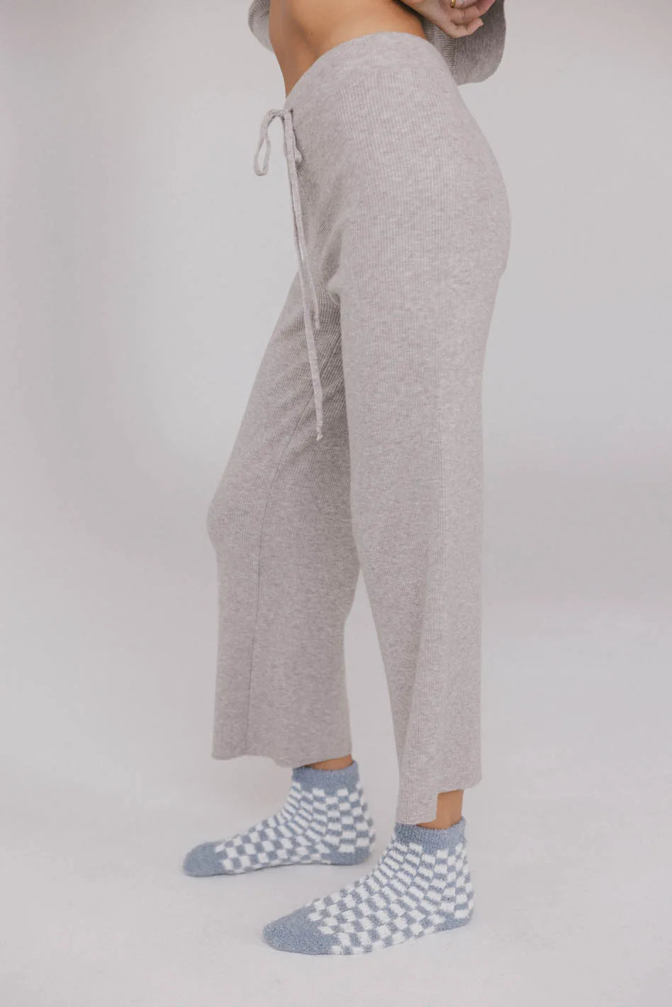 Evelise Ribbed Pants for Women - High Waisted Stretch Grey Trousers | Comfortable & Stylish Casual Pants for Work, Travel & Everyday Wear