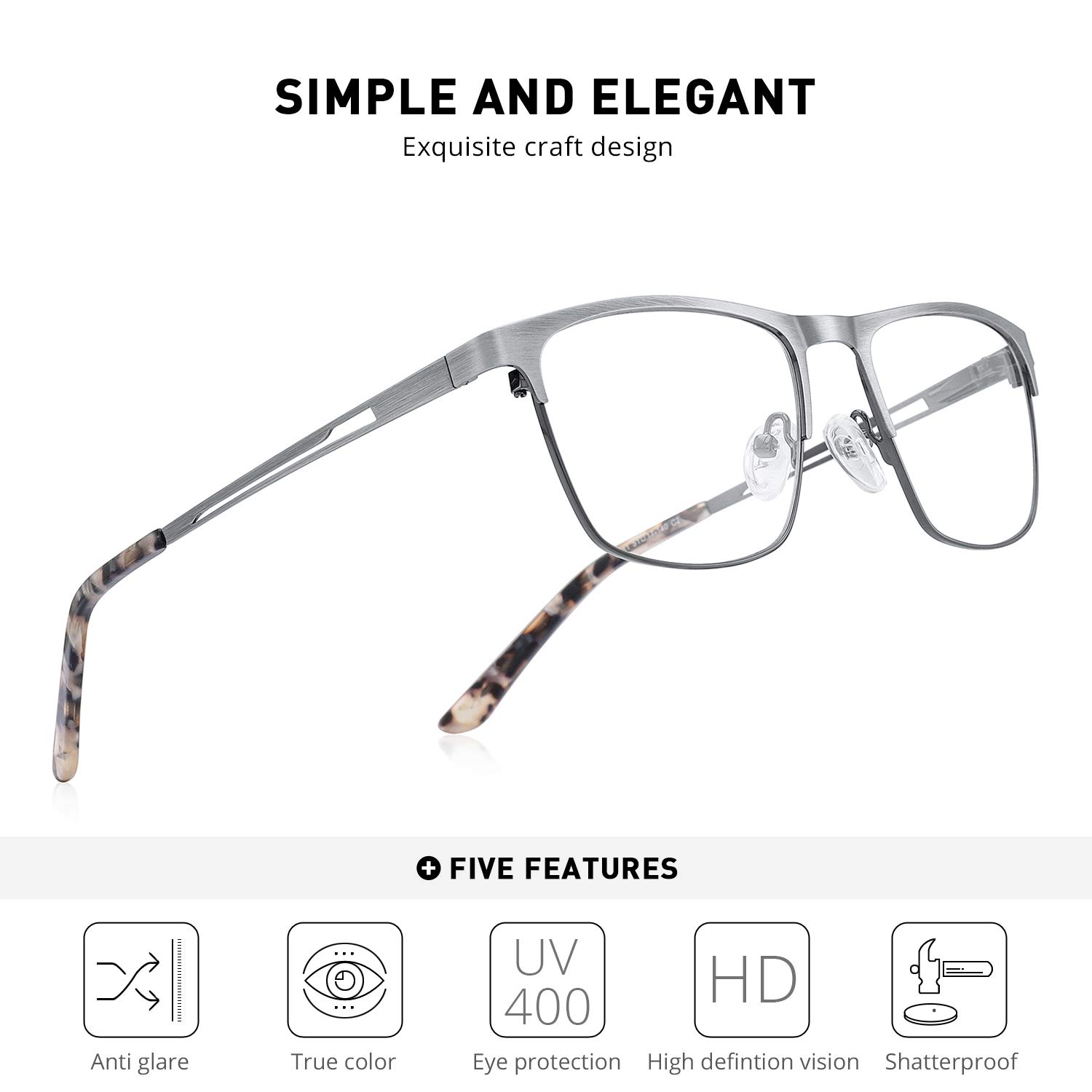 Blue Light Blocking Reading Glasses for Women & Men - Anti-Glare Computer Glasses with Spring Hinge - Perfect for Office Work, Screen Time & Night Reading