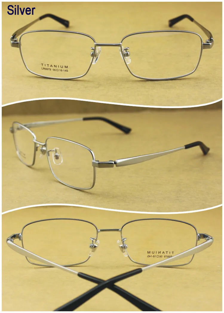 Brightzone Unisex Full Rim Square Titanium Eyeglasses 99779 - Lightweight Durable Frame for Men & Women - Perfect for Reading, Work & Everyday Wear