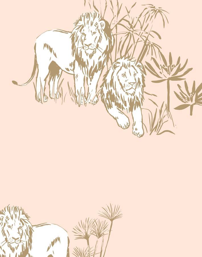 Foliage Lions Wallpaper by Tea Collection - Peach Floral Peel and Stick Wallpaper for Nursery, Kids Room, and Home Decor