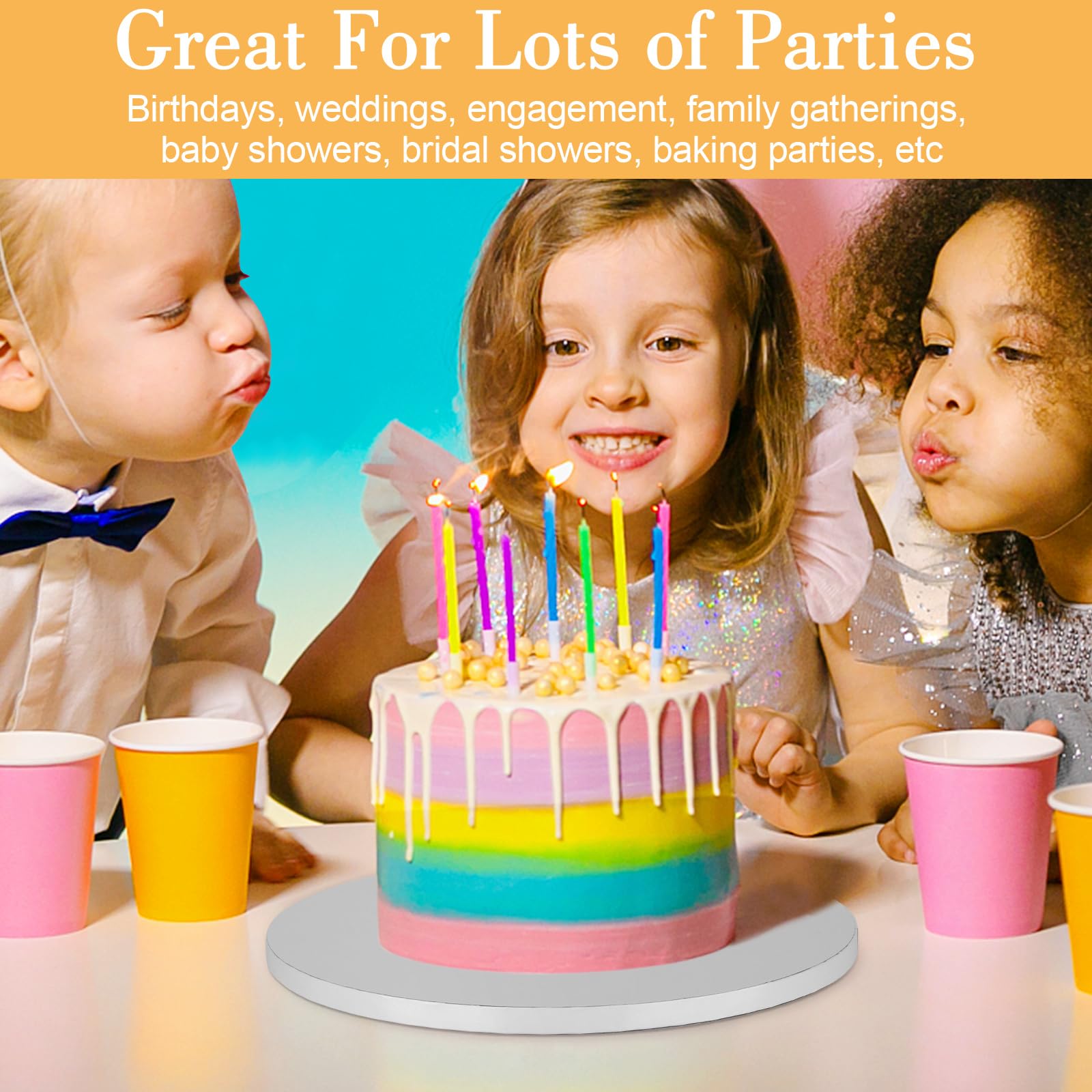 12-Pack 10 Inch Round Cake Drums - 1/2