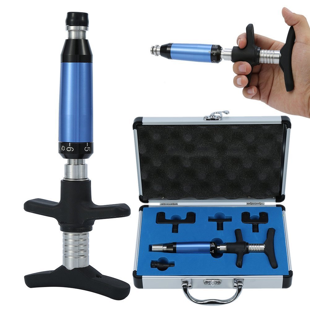 6-Level Spinal Massage Adjusting Tool - Portable Chiropractic Corrector for Thoracic Scoliosis & Vertebrae Alignment - Back Pain Relief & Body Relaxation Kit with 4 Massage Heads (Ideal for Home/Office/Chiropractic Clinic Use)