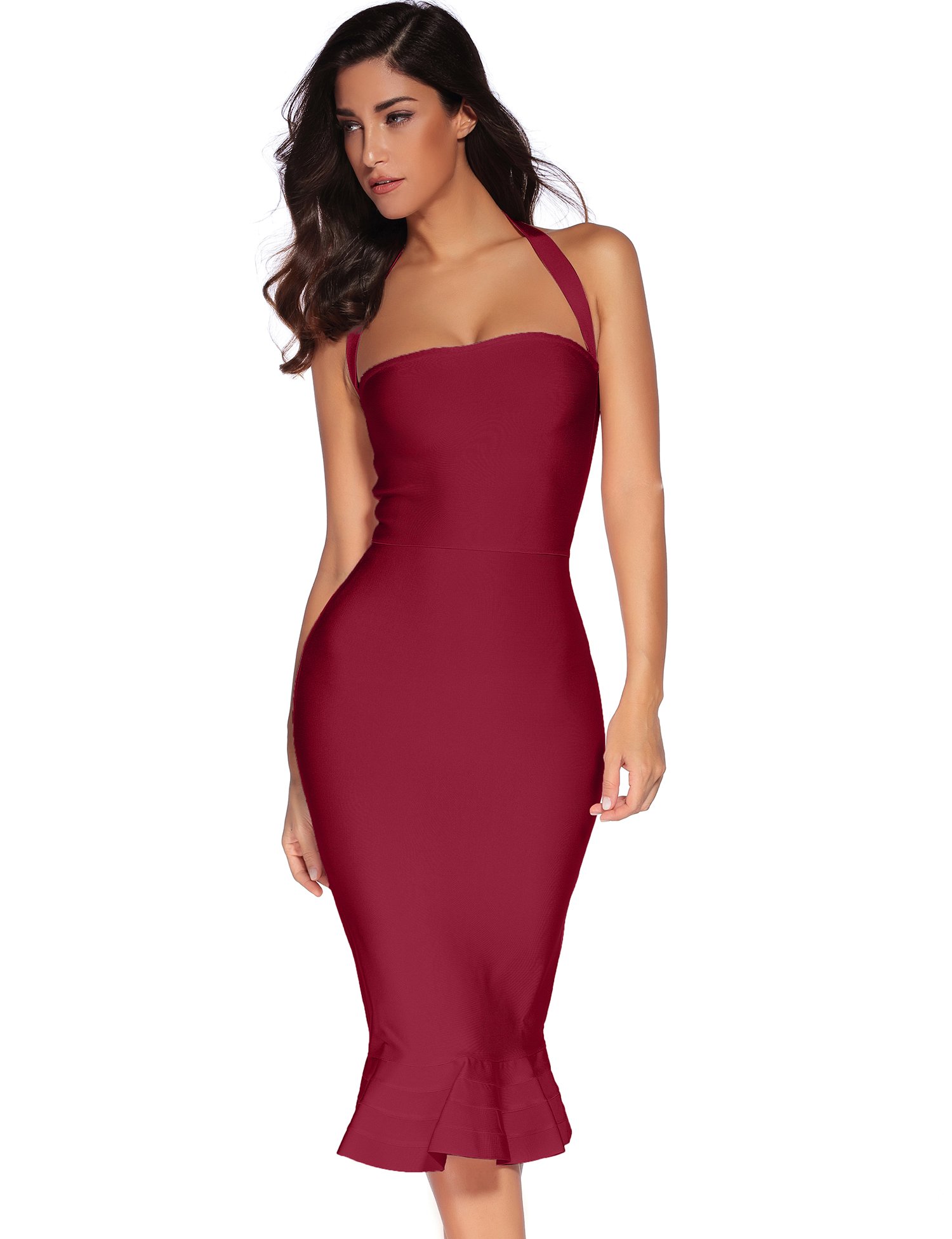 Elegant Women's Halter Fishtail Bandage Party Dress for Wedding Guest, Night Out & Special Occasions