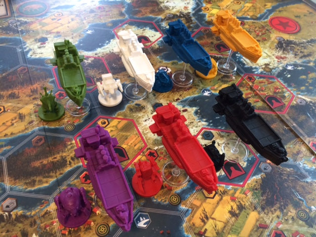 7-Piece Scythe Airship Miniature Set for Board Games - Perfect for Tabletop Gaming, Collectibles & Warhammer Terrain Scenes