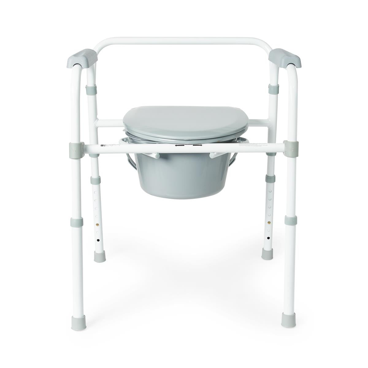 3-in-1 Folding Steel Commode Chair - Portable Toilet Seat with Adjustable Height for Elderly & Disabled - Home Care, Hospital & Travel Use