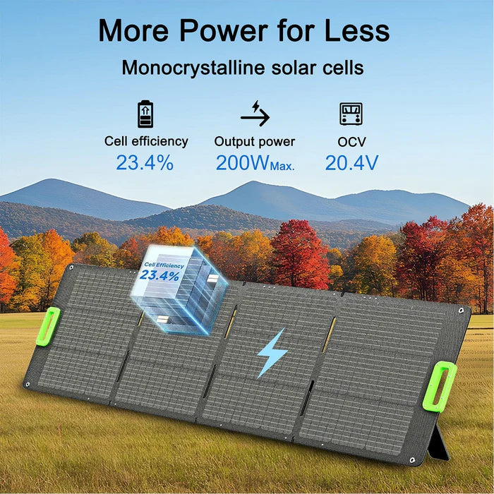 200W Portable Folding Solar Panel Kit - Nature's Generator Compatible - Perfect for Camping, RV Trips & Emergency Power Backup