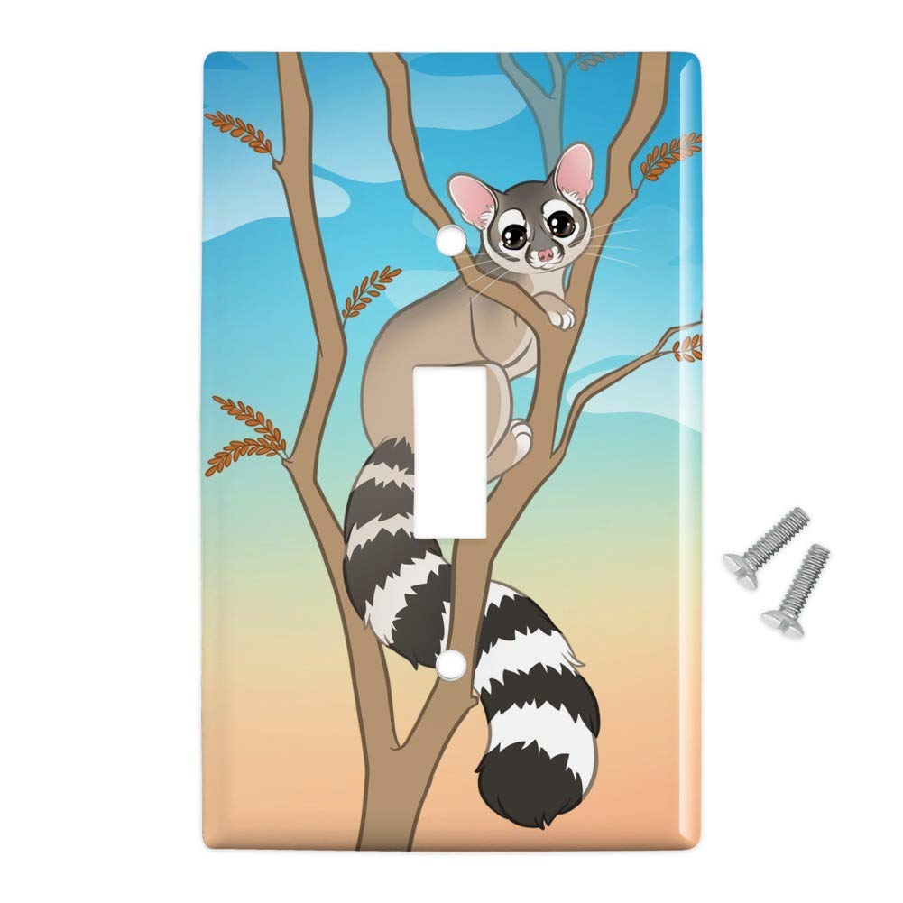 Ring-Tailed Cat Light Switch Cover - Plastic Wall Decor for Home & Office